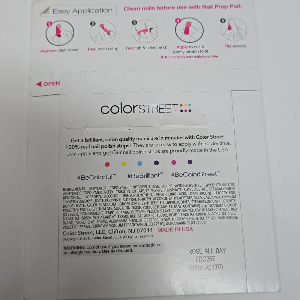 Color Street ROSE ALL DAY Press On Nails 100% Real Polish